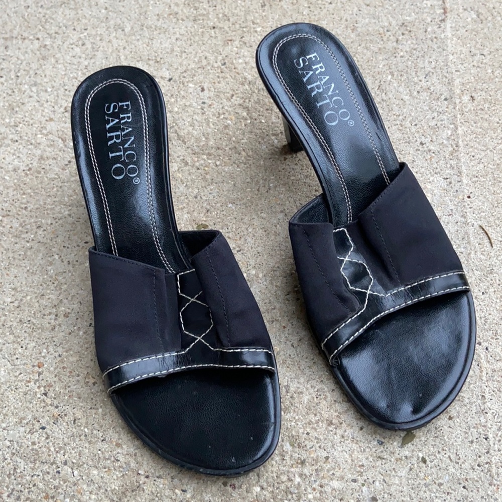 Franco Sarto Slip on Black Heels